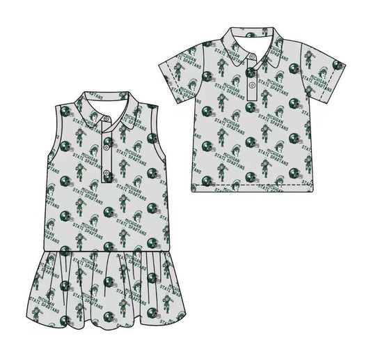 Custom moq 5 mix size milk silk summer teams Grey Sleeveless Dress for Baby Girl Short-Sleeved Polo Shirt for Boy