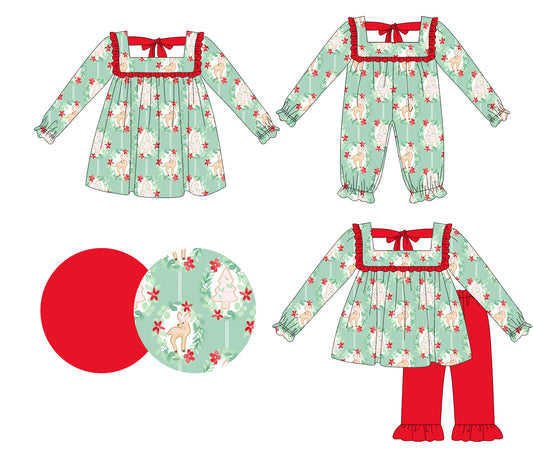 25.5.16 custom each style moq 5eta 4-6week Sibling Sisters Christmas baby girl long sleeve pants sets and dress and rompers match family design