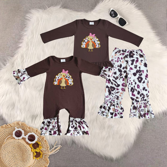 RTS NO MOQ Sibling baby girls clothes turkey long-sleeved trousers suit & romper