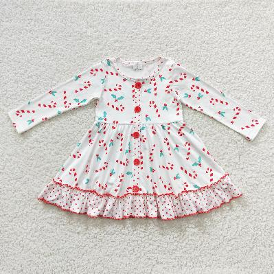 Baby Girls Christmas style candy canes prints white dress Family siblings set