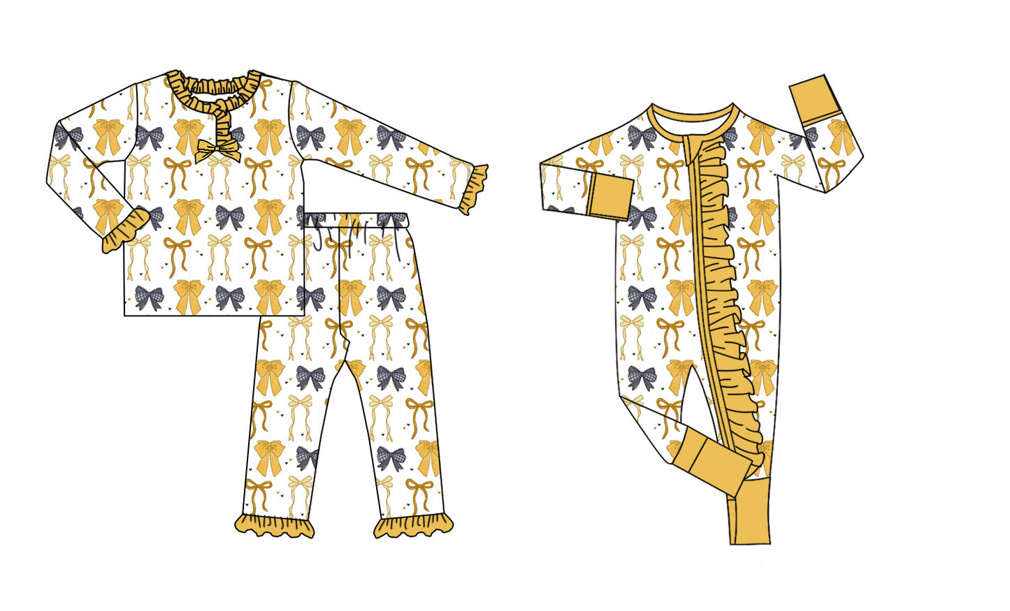 25.8.29 custom each style moq 5eta 4-6week Sibling Sisters bow baby girl clothes long sleeve pants sets and romper match family design