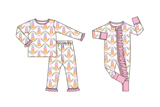 25.6.9 custom each style moq 5eta 4-6week Sibling Sisters pumpkin bow baby girl long sleeve pants sets and rompers match family design