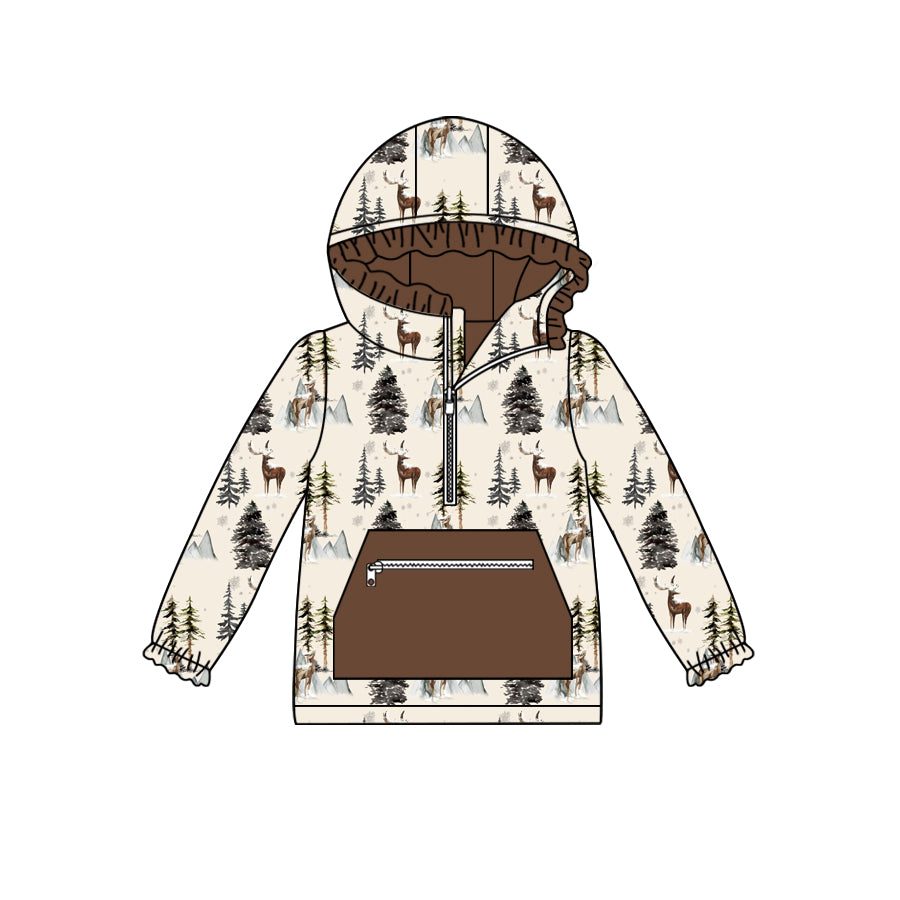 6.8 custom each style moq 5 eta 4-6week Sibling Sister Christmas trees deer baby boys and girls clothes hooded long sleeve top