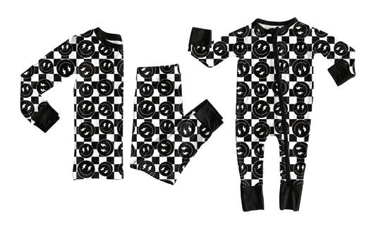 25.8.13 custom each style moq 5eta 4-6week Sibling Sister smiley black baby boy long sleeve pants sets and rompers match family design