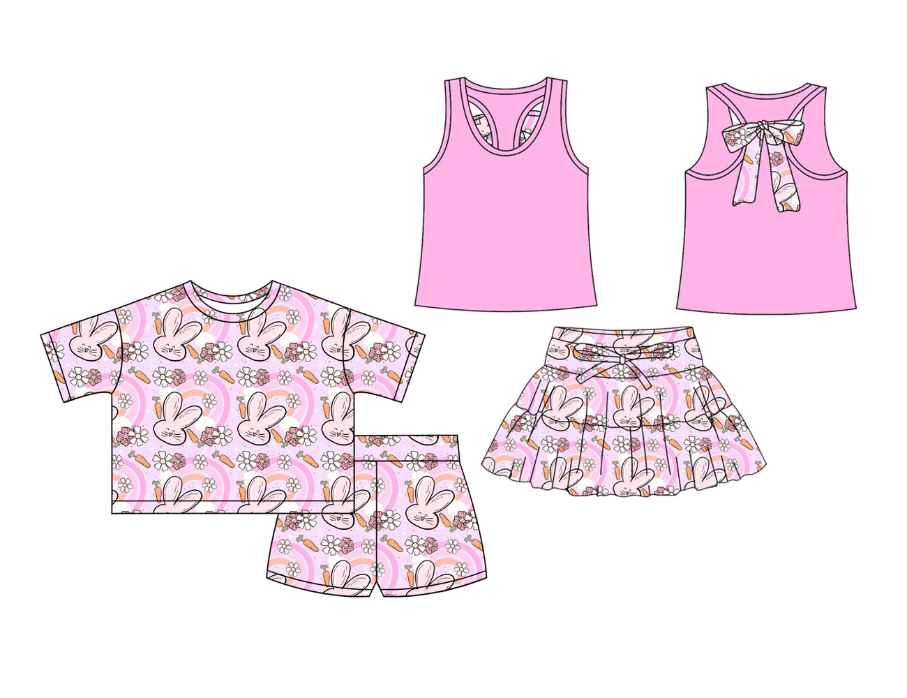 26.1.13 custom each style moq 5 eta 6-8week Sibling Sister bunny baby short sleeve shorts sets 2 match design