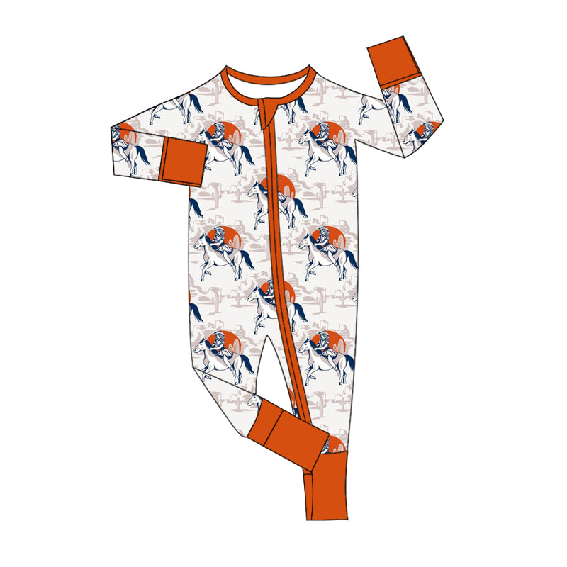 8.17 custom each style moq 5eta 4-6week Sibling Sister riding horse brown baby boy sets and rompers match family design