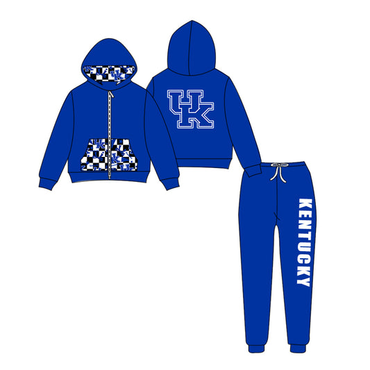 Custom moq 5 mix size eta 6-8weeks milk silk summer teams blue baby girl clothes hooded long sleeve pants sets-25.9.11