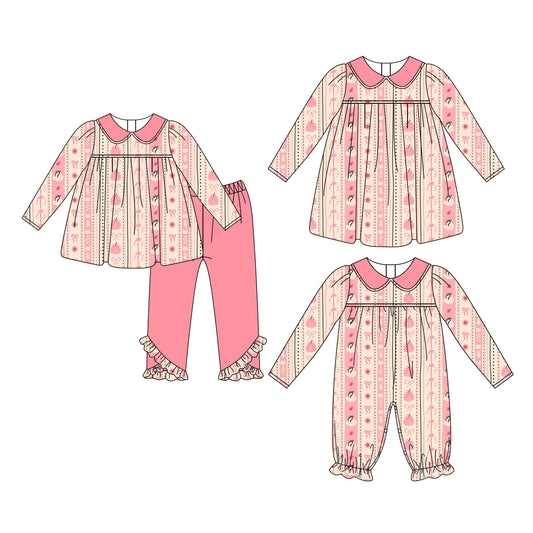 4.13 Custom moq 5 mix size Sibling Baby Girl's Pink Pumpkin Long-Sleeved Pants Set Matching Romper And Dress Outfit Set