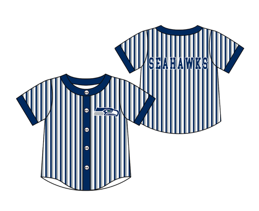 Custom moq 5 mix size milk silk summer teams Navy Blue Striped Short-Sleeved Button-Down Shirt for Baby Boy Summer Outfit