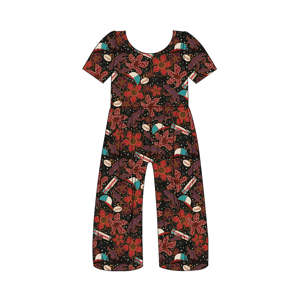 5.9custom each style moq 5eta 4-5week Sibling Sister Starfish Lizard Hat Print Black boys set and dress and Jumpsuits and baby romper match family design