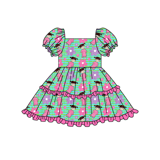 10.9 custom each style moq 5eta 4-6week baby girl clothes floral pink short sleeve dress