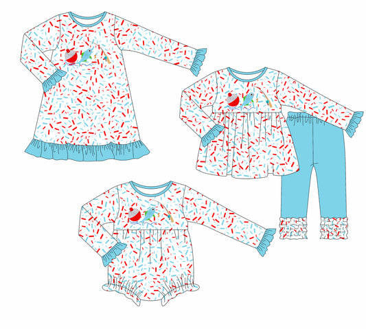 25.7.25 custom each style moq 5eta 4-6week Sibling Sisters baby girl long sleeve pants sets and dress and rompers match family design