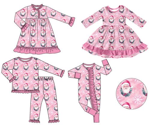 25.9.3 custom each style moq 5 eta 4-6week Sibling Sisters Christmas baby girl long sleeve pants sets and romper and dress 1 and dress 2 match family design