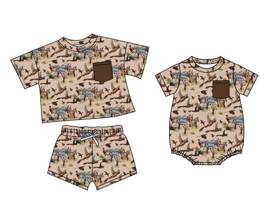 25.10.14 custom each style moq 5 eta 6-8week Sibling Sisters duck baby boy clothes short sleeve shorts sets and romper match family design