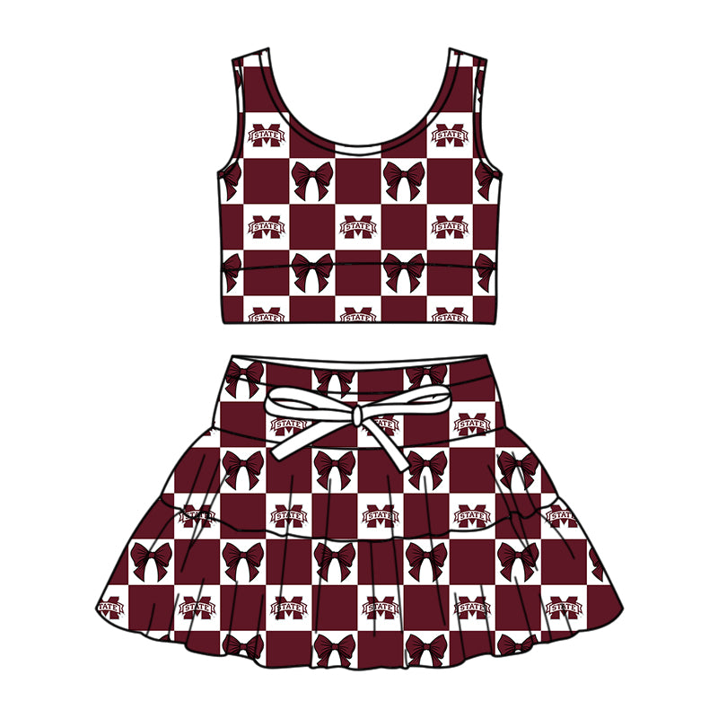 Custom moq 3 or 5 mix size milk silk summer teams baby girl clothes brick red sleeveless skirts sets 3 and dresss and shorts-26.1.19