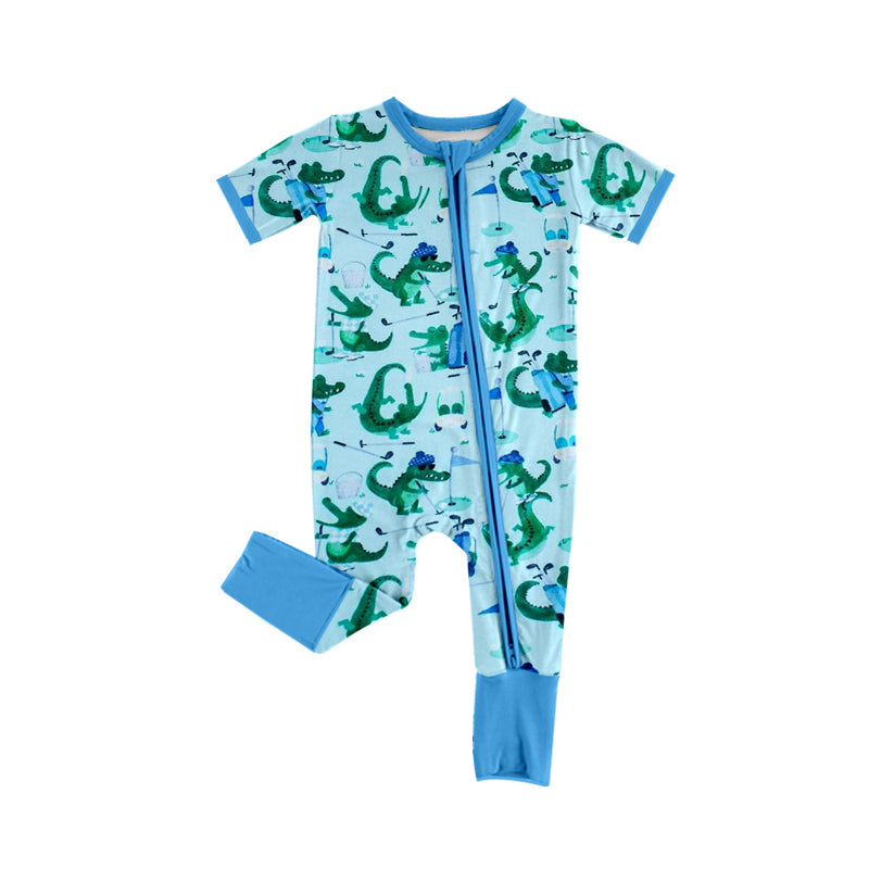 10.23 custom each style moq 5eta 4-6week Sibling Sister dinosaur green baby girls short sleeve sets and rompers match design