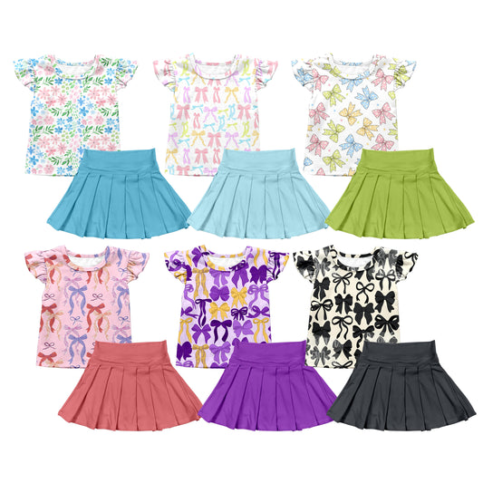 25.6.12 custom each style moq 5eta 4-6week Sibling Sisters baby girl short sleeve skirt set 1 and skirt set 6 match family design