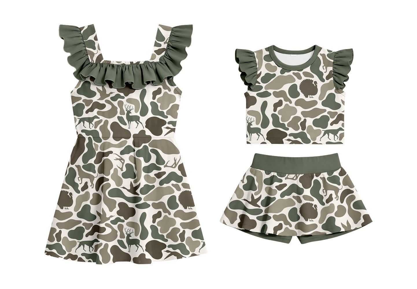 Custom moq 5 mix size Sibling Baby Girl Camouflage Sleeveless Top And Shorts Set Dress Cute Outfit for Little Girls