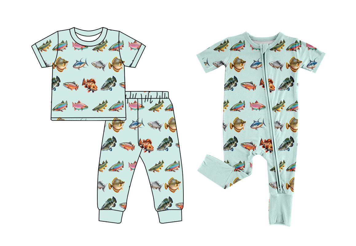 25.10.9 custom each style moq 8 eta 6-8week Sibling Sisters fish baby boy clothes short sleeve pants sets and romper match family design