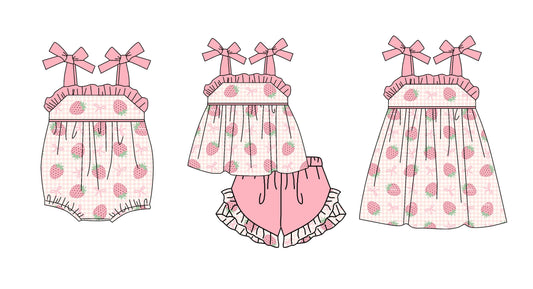 3.20 Custom moq 5 mix size Sibling Cute Clothes Baby Girl's Pink Strap Top And Short Set Matching Romper Dress for Summer
