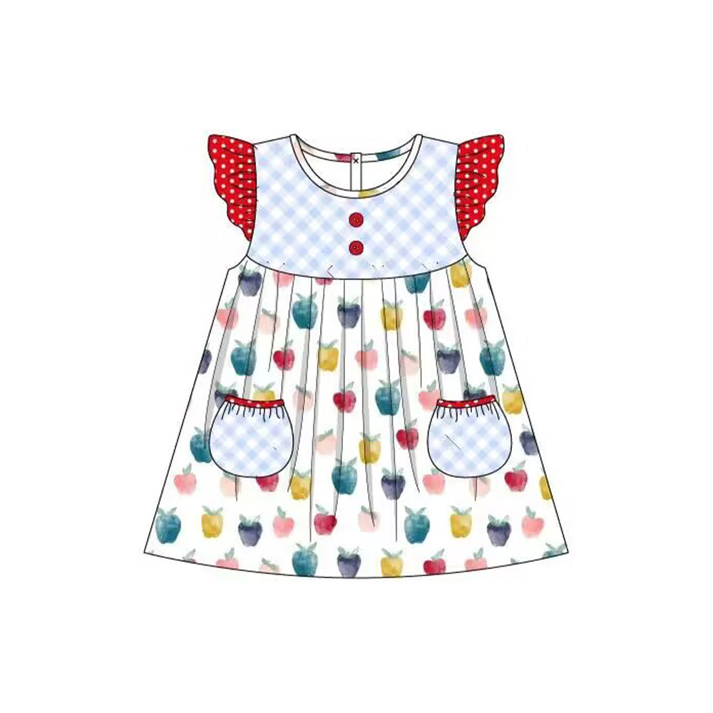 5.11custom each style moq 5eta 4-5week Sibling Sister Apple prints red-green girls and boys outfits and baby romper and dress match family design
