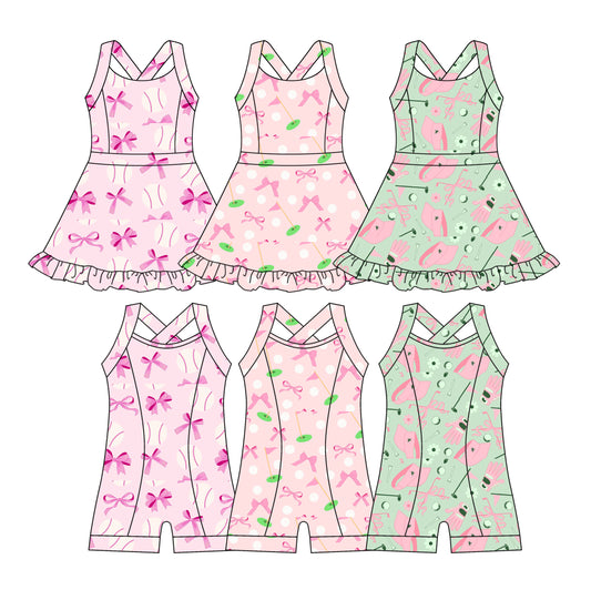3.18 custom each style moq 5eta 4-6week Sibling Sister baby girls clothes Short sleeve yoga dress and yoga jumpsuit match family design