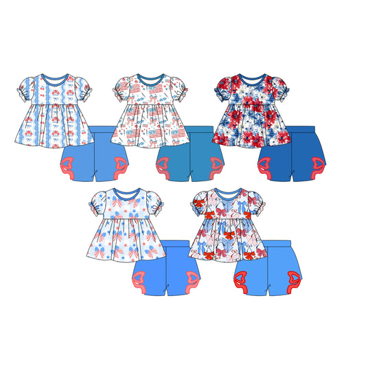 25.10.25 custom each style moq 5 eta 6-8week Sibling Sisters baby girl clothes short sleeve shorts sets 5 match family design
