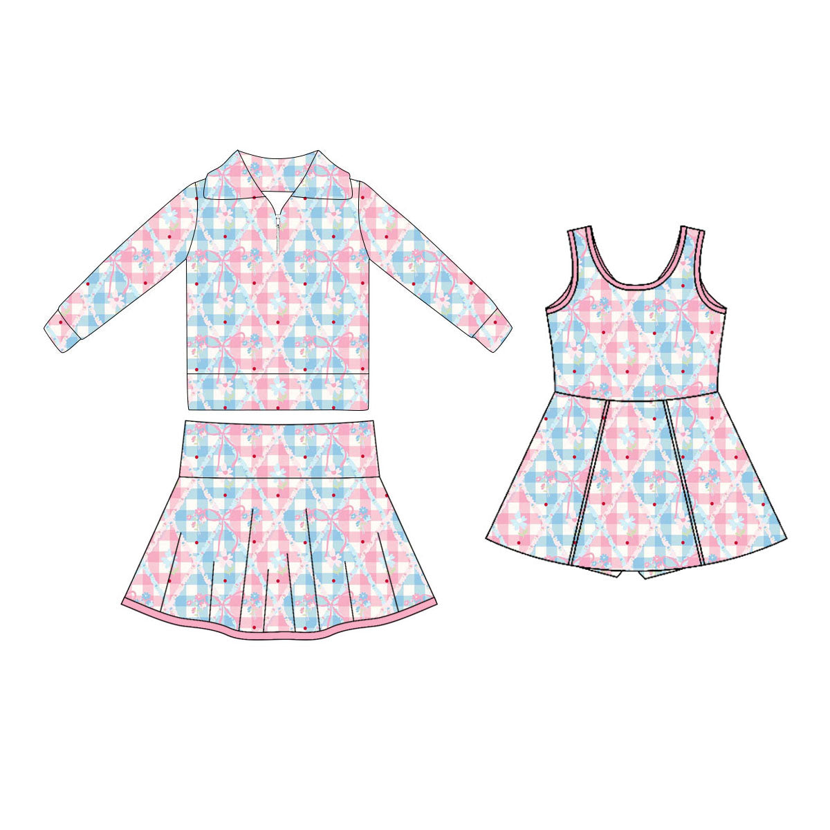 25.10.23 custom each style moq 5 eta 6-8week Sibling Sisters floral bow baby girl long sleeve skirts sets and dress match family design