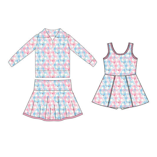 25.10.23 custom each style moq 5 eta 6-8week Sibling Sisters floral bow baby girl long sleeve skirts sets and dress match family design