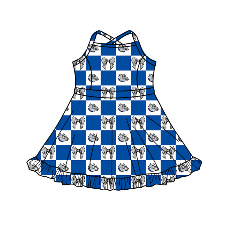 Custom moq 5 mix size milk silk summer teams Baby Girl Blue Sleeveless Top Skirts Set Dress And Shorts Yoga Checked Outfit Boy's Checked Short-Sleeved Polo Shirt And Romper