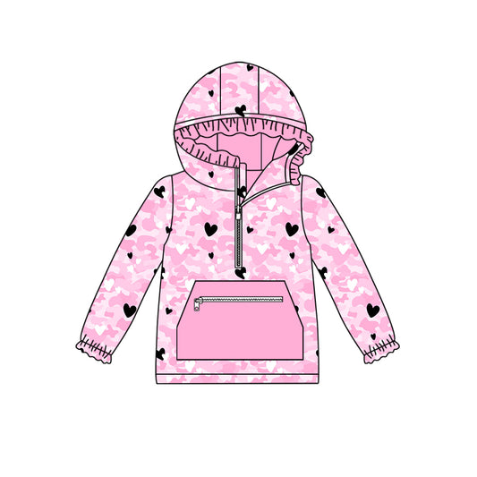 8.13 custom each style moq 5 eta 4-6week baby girls clothes pink hooded long sleeve top