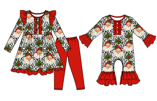 25.7.1 custom each style moq 5eta 4-6week Sibling Sisters Christmas red baby girl long sleeve pants sets and rompers match family design
