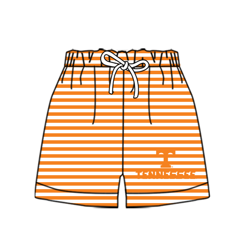 Custom moq 5 mix size milk silk summer teams Baby Orange Striped Drawstring Shorts for Children Elastic Waist Kids Summer Shorts