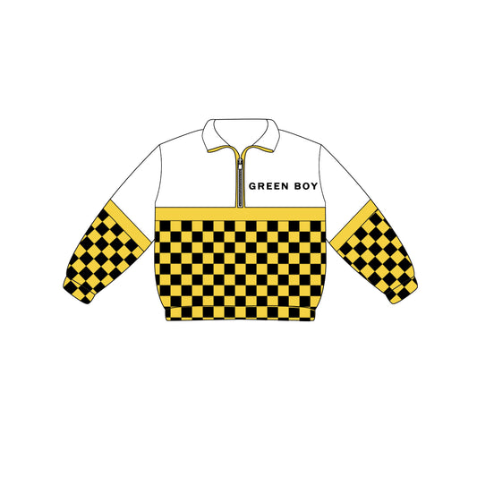 Custom moq 5 mix size milk silk summer teams Adult And Kids Long Sleeve Black Checked Tee Shirts Zip Pullovers Tops