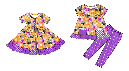 5.1 custom each style moq 5eta 4-6week Sibling Sister baby girl pants sets and dress match family design