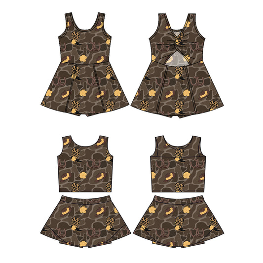 3.22 custom each style moq 5eta 4-6week Sibling Sister boot hat baby girls clothes Short sleeve yoga dress 1 and dress 2 match family design