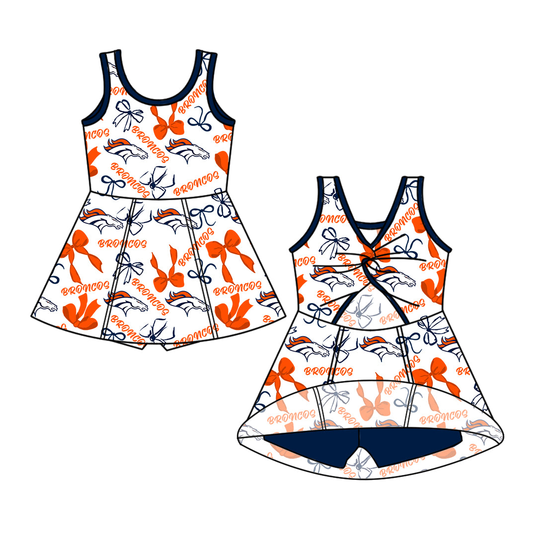 Custom moq 5 mix sizes summer teams baby girls clothes team blue short sleeve skirts shorts sets 1 and skirts sets 2 and and skirts sets 2 and dress 1 and dress 2 and dress 3 and dress 4-25.6.9