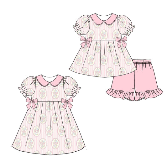 26.1.24 custom each style moq 5 eta 6-8week Sibling Sister bow baby short sleeve shorts sets and dress match design