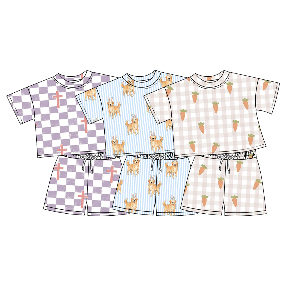 25.11.11 custom each style moq 5 eta 6-8week Sibling Sisters easter baby boy clothes short sleeve shorts sets 3 match family design