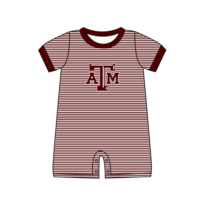 Custom moq 5 mix size milk silk summer teams Baby Boys And Girls Dark Red Short-Sleeved Shirt And Shorts Set Matching Striped Rompers Outfit Set