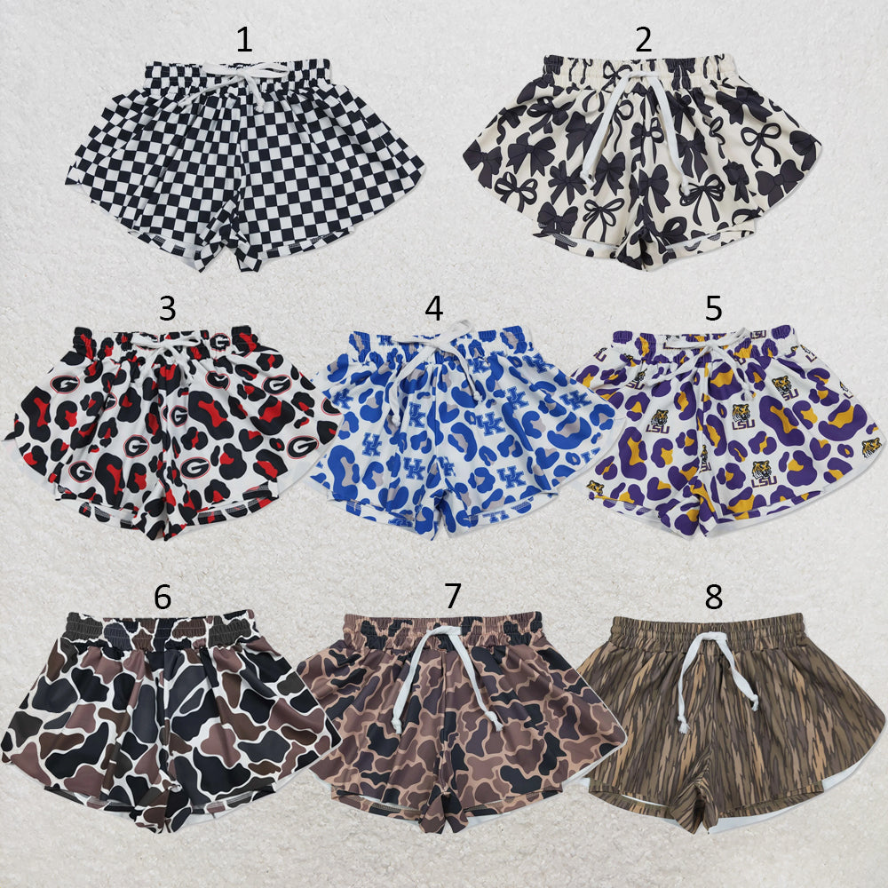 RTS NO MOQ Sibling yoga fabric Baby Girls Butterfly Print Elastic Waist Stretch Yoga Sports Shorts Bottoms