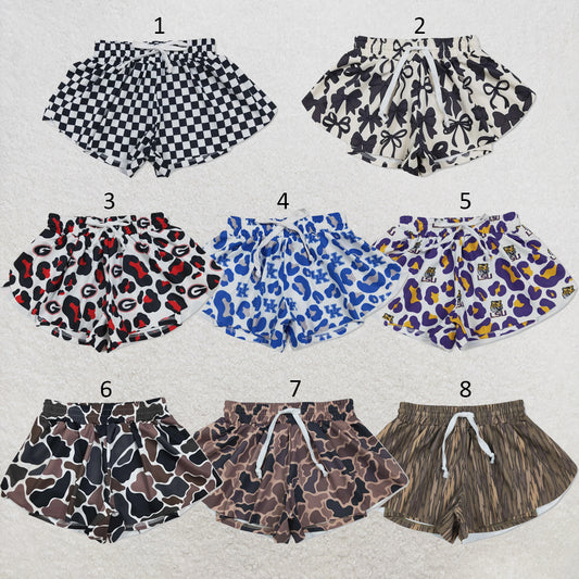 RTS NO MOQ Sibling yoga fabric Baby Girls Butterfly Print Elastic Waist Stretch Yoga Sports Shorts Bottoms