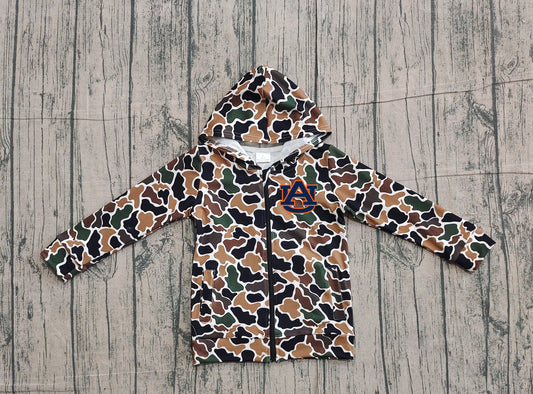 Custom moq 5 mix size milk silk baby boys clothes team summer camouflage zipper hooded long sleeve top-25.11.22