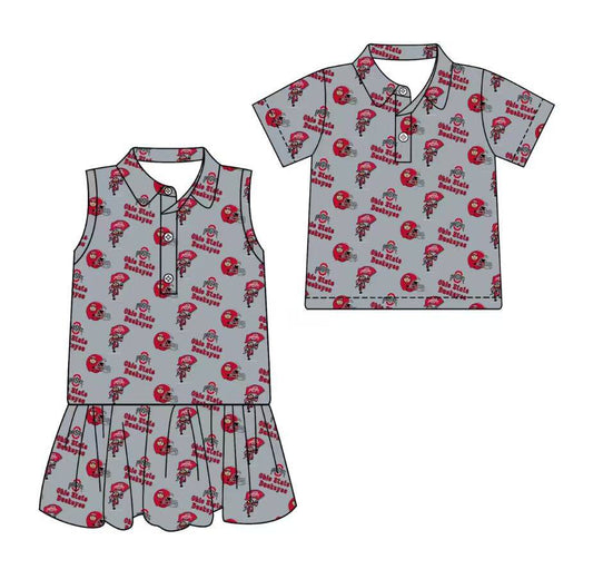Custom moq 5 mix size milk silk summer teams Grey Sleeveless Dress for Baby Girl Short-Sleeved Polo Shirt for Baby Boy Infant Clothing Set