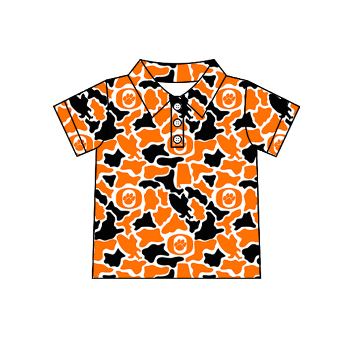 Custom moq 5 mix size summer teams Baby Boys Summer Short Sleeve Camouflage Button Down Polo Shirt