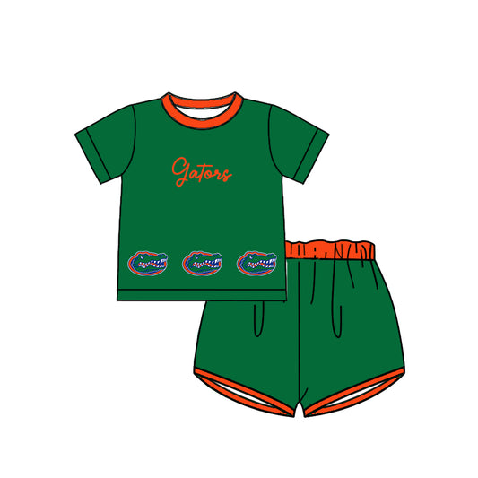 Custom moq 5 each style eta 6-8weeks baby boy clothes team green short sleeve shorts sets-25.10.14