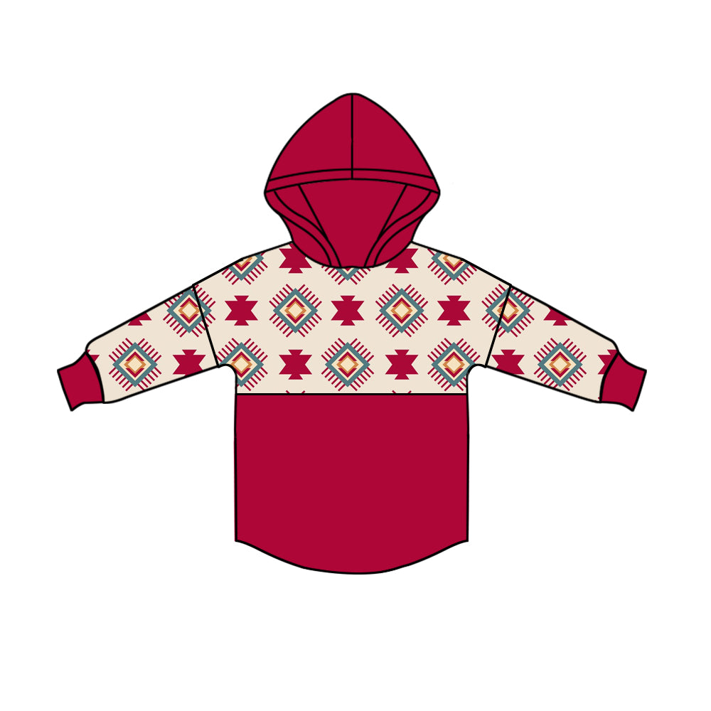 8.15 custom each style moq 5 eta 4-6week baby boys clothes geometric red hooded long sleeve top