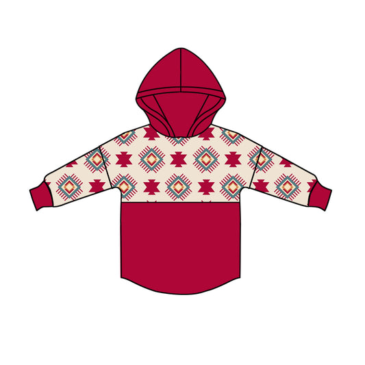 8.15 custom each style moq 5 eta 4-6week baby boys clothes geometric red hooded long sleeve top