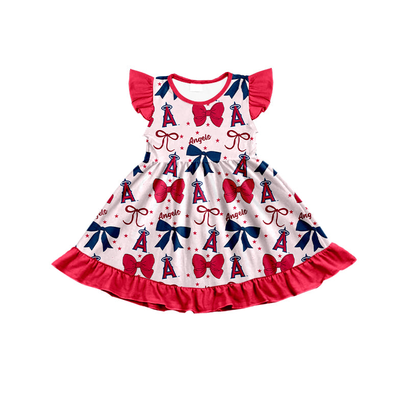 Custom moq 5 mix size milk silk summer teams baby girls clothes team bow red long sleeve hooded pants sets and dress 1 and dress 2 and romper-25.6.16
