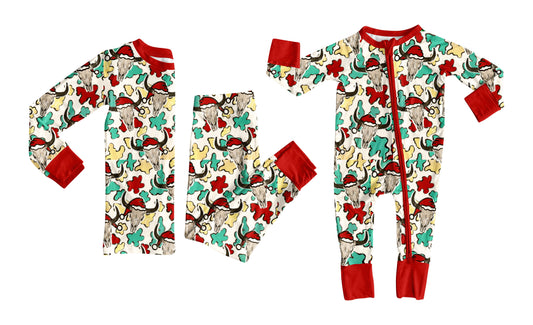 25.8.25 custom each style moq 5eta 4-6week Sibling Sisters Christmas cow head baby boy clothes long sleeve pants sets and romper match family design